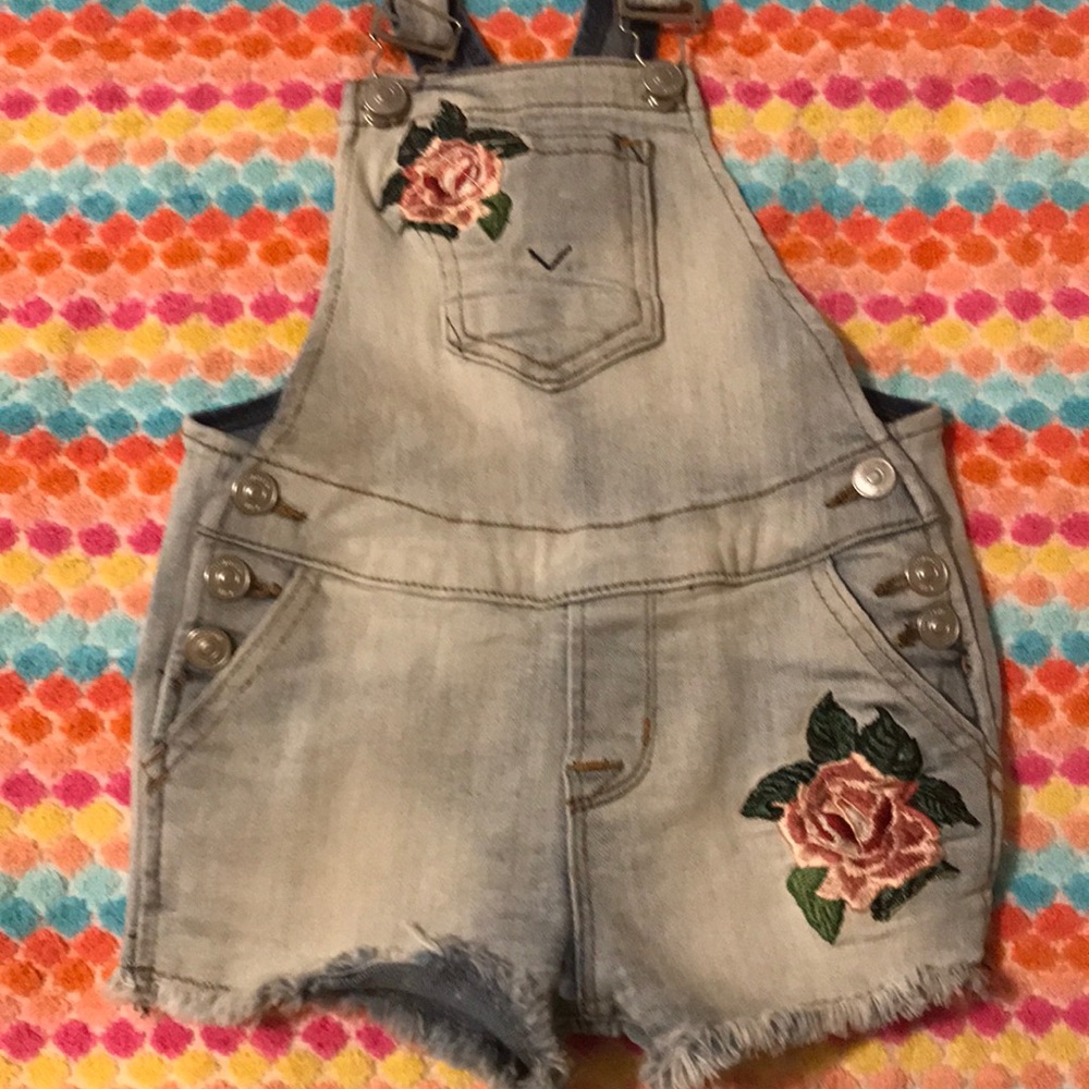 Cute embroidery flower overall